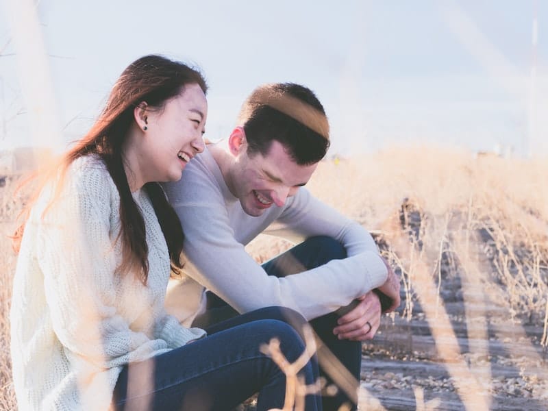 couple laughing on a date