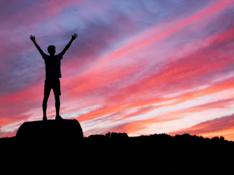 person silhouette at sunset