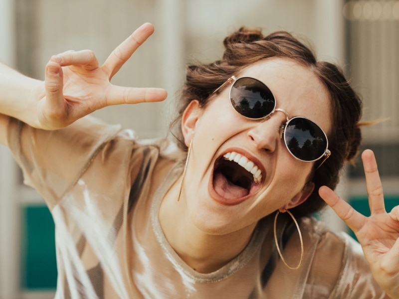 woman smiling laughing